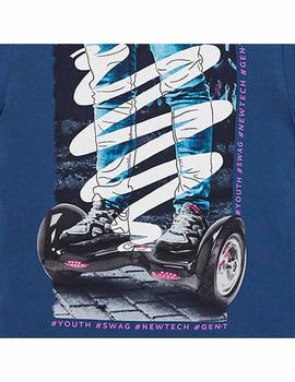 Camiseta Mayoral M/C 'hoverboard'Azul Niño