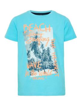 Camiseta Name it Beach Azul Para Niño