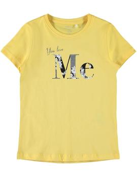 Camiseta Name It m/c 'You love me' Amarilla Niña