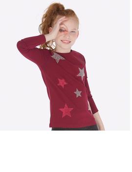 Camiseta Mayoral M/l Estrellas Granate Para Niña