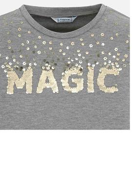 Camiseta m/l magic lentejuelas gris para niña