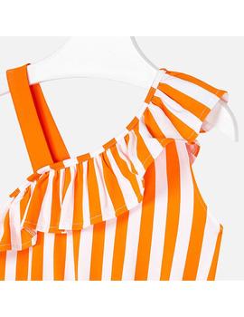 Vestido Mayoral Rayas Serigrafia Naranja Para Niña