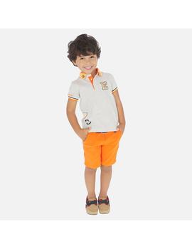 Pantalón Corto Cinturon Naranja Para Mini Niño