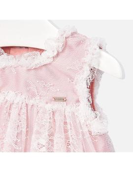 Vestido Mayoral Tul Encaje Rosa Para Bebe Niña