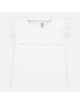Camiseta Mayoral M/C Perforada Blanca Bebe Niña
