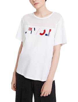 Camiseta Desigual Mesh Love Blanco Para Mujer