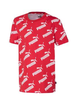 Camiseta Puma Amplified AOP Rojo/Bco Para Niño