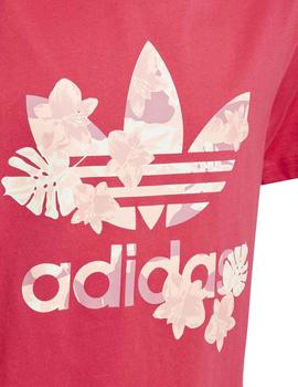 Camiseta Adidas Trébol Estampado Fucsia Niña