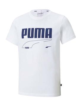 Camiseta Puma Rebel Blanco/Azul Niño