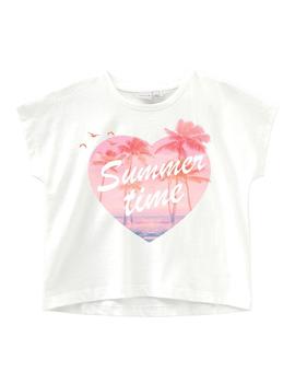Camiseta Name it Summer Time Blanco Para Niña