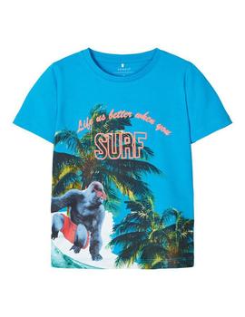 Camiseta Name it Mono Surf Azulón Mini Niño