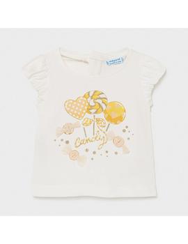 Camiseta Mayoral  M/c Golosinas Crudo Para Bebé Niña