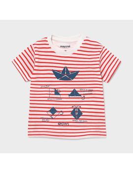 Camiseta Mayoral  M/c rayas Roja Para Bebé Niño