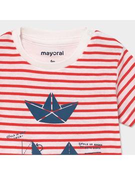 Camiseta Mayoral  M/c rayas Roja Para Bebé Niño
