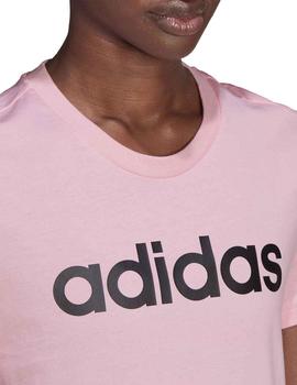 Camiseta Adidas W LIN T Rosa/Negro Mujer