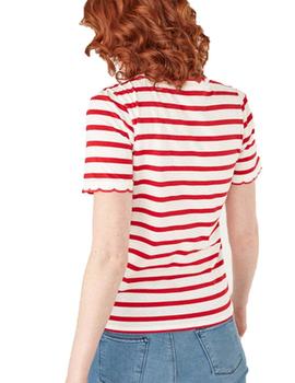 Camiseta Naf Naf Obeautiful Crudo/Rojo Mujer