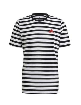 Camiseta Adidas M Stripy SJ  Negro/Blanco