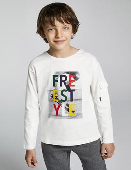 Camiseta Mayoral  M/l 'freestyle' Nata Para Niño