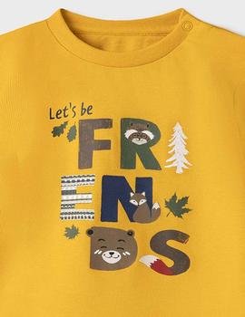 Camiseta Mayoral M/l 'friends' Oro Para Bebé