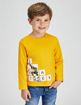 Camiseta Mayoral M/l 'skater' Miel Para Niño