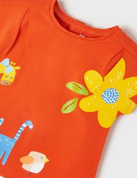 Camiseta Mayoral Girafa Naranja Para Bebé Niña