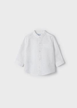 Camisa Mayoral M/l Lino Cuello Mao Estampado Para Bebé