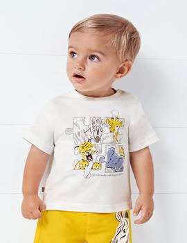 Camiseta Mayoral  M/c Puzle Bco Para Bebé Niño
