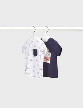 Set 2 Camisetas M/c Estampada Marino Para Bebé Niño