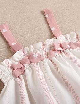 Vestido Dadati  Blanco  Estampado Rosa Para Bebé