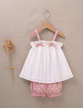 Vestido Dadati  Blanco  Estampado Rosa Para Bebé