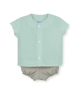 Camisa Y Culotte Mac-Ilusión Lunares Verde Bebé