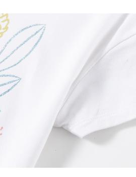 Camiseta Newness Flores y Mariposas Blanca Para Ni