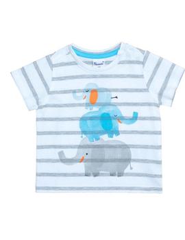 Camiseta Newness Rayas Elefante Gris Para Bebé