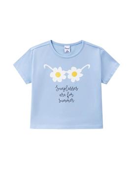 Camiseta Newness Flores Azul Para Niño