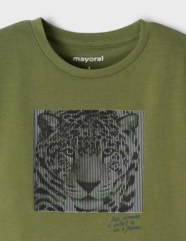  Camiseta Mayoral M/c Lenticular Rayas Verde Para Niño