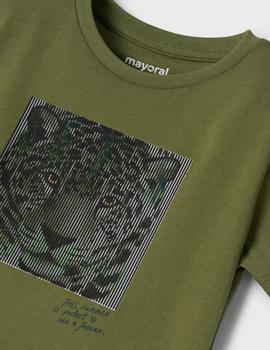  Camiseta Mayoral M/c Lenticular Rayas Verde Para Niño