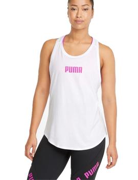 Camiseta Puma Train Logo Tank Blanco/Rosa Mujer