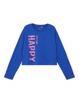 Camiseta Name it Happy Corta Azul Para Niña