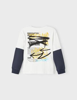 Camiseta Name It M/L Jet Stream Crudo Para Niño