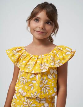Camisa Mayoral Flores Amarillo Para Niña