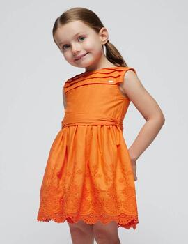 Vestido Mayoral Bordados Naranja Para Niña