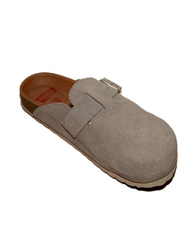 Sandalias Casual de Piel con Hebilla Ajustable Gris