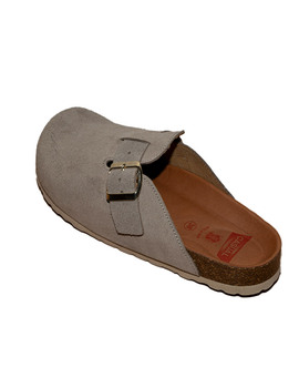 Sandalias Casual de Piel con Hebilla Ajustable Gris