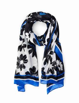 Foulard Desigual Arty Flower R Negro/Bco/Az Mujer