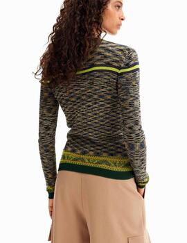 Jersey Desigual Jaspe Verde/Mtc Mujer