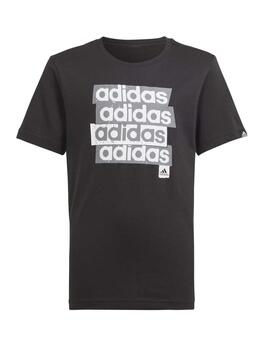 Camiseta Adidas B Lin Repeat Negro Niño