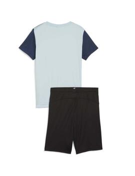 Set Puma Short Polyester Turquesa/Negro Niño