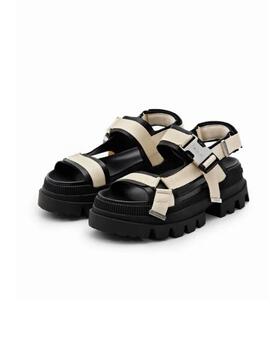 Sandalias Desigual Road_Sandal Blanco/Negro Mujer