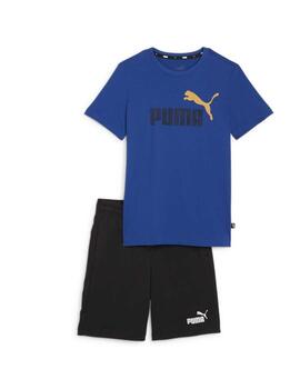 Set Puma Short Jersey Azul/Negro Niño