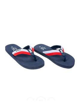 Chanclas elPulpo Tiras Emblema Mno/Bco/Rj Hombre